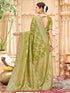 Vasthrlay Womens Banarasi Parrot Green Saree With Unstitched Blouse Piece