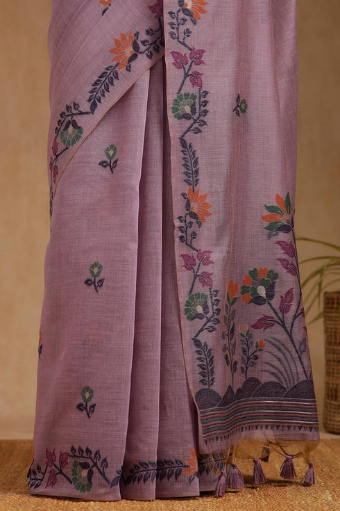 Vasthrlay Lavender Chanderi Floral