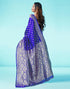 Vasthrlay Banarasi Jacquard Blue Saree With Unstitched Blouse Piece