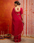 Vasthrlay Sequence Embroidery Red Saree With Red Unstitched Blouse Piece