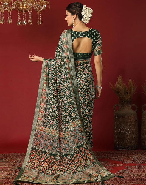 Vasthrlay Georgette Bandhani Unstitched Wine Saree