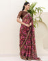 Vasthrlay Chiffon Tassels Unstitched Dark Green Saree