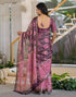 Vasthrlay Womens Printed Unstitched Purple Saree
