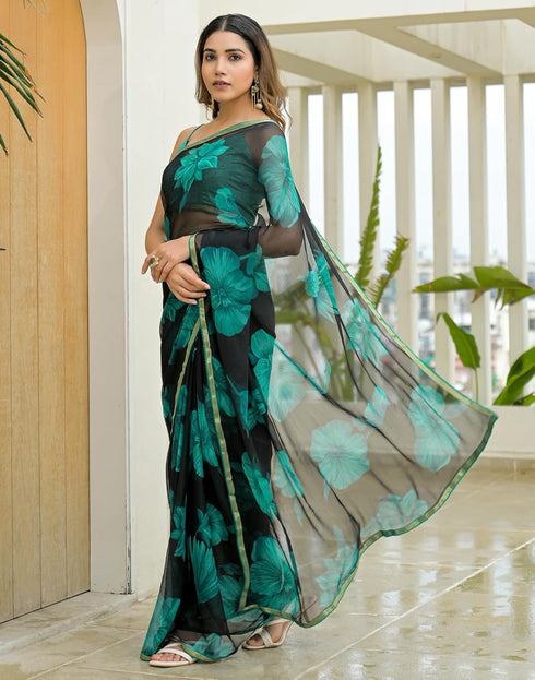 Vasthrlay Chiffon Blouse Maroon Saree