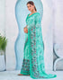 Vasthrlay Georgette Bandhani Turquoise Saree With Unstitched Blouse Piece
