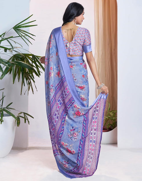 Vasthrlay Womens Georgette Unstitched Peach Saree