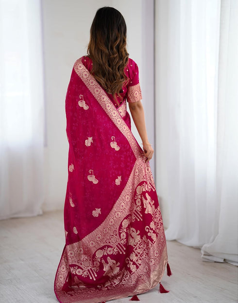 Vasthrlay Banarasi Weaving Unstitched Blue Saree