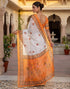 Vasthrlay Womens Printed Unstitched Peach Saree