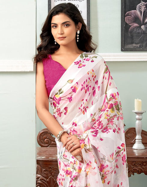 Vasthrlay Georgette Sequence Unstitched Black Saree
