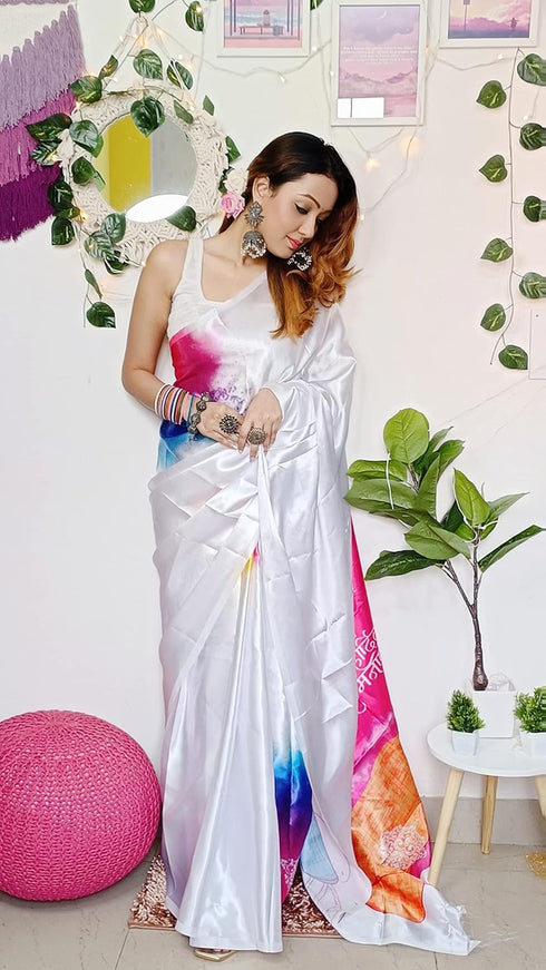 VasthrlayChanderi Printed Unstitched Cotton White Free Ethnic Wear