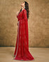 Vasthrlay Georgette Traditional Dark Red Saree With Unstitched Blouse Piece