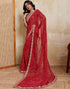 Vasthrlay Georgette Embroidery Purple | Multicolour Saree With Unstitched Blouse Piece