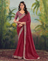 Vasthrlay Embroidery Traditional Dark Red Saree With Unstitched Blouse Piece