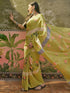 Vasthrlay Shimmer Printed Unstitched Lime Green Saree