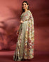 Vasthrlay Printed Jacquard Unstitched Rama Green Saree