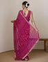Vasthrlay Georgette Bandhani Pink Saree With Unstitched Blouse Piece