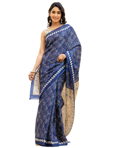 Vasthrlay Bandhani Printed Unstitched Wine Saree
