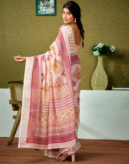 Vasthrlay Womens Cotton Printed Multicolor Saree