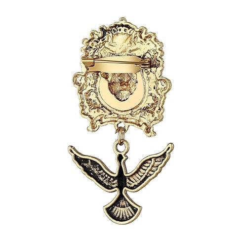 Mahi Lion Face Design & Bird Shaped Meenakari Work Wedding Brooch