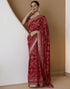 Vasthrlay Georgette Bandhani Red Saree With Unstitched Blouse Piece