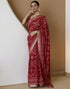 Vasthrlay Georgette Bandhani Unstitched Maroon Saree