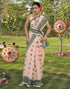 Vasthrlay Womens Printed Unstitched Peach Saree