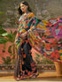 Vasthrlay Geometric Printed Unstitched Black Saree
