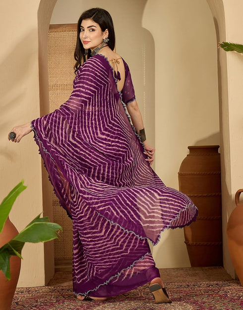 Vasthrlay Georgette Embroidery Unstitched Yellow Saree