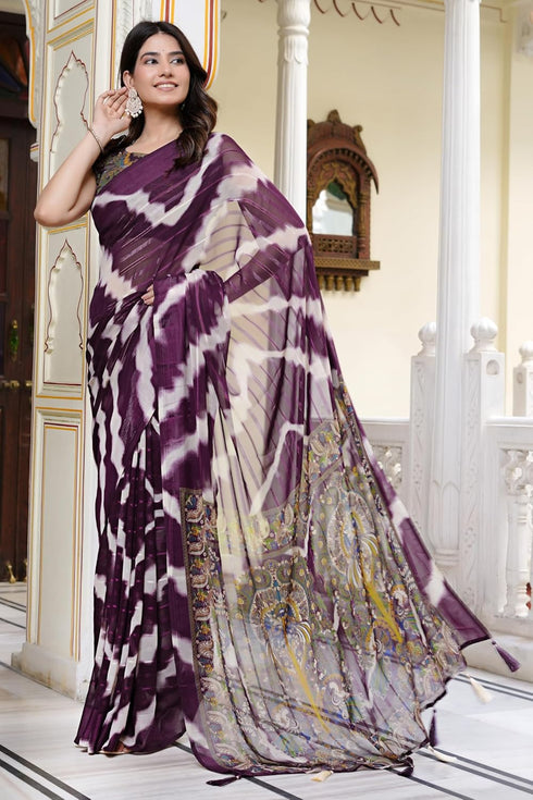 Vasthrlay Fashion Georgette Geometric Printed Ethnic Wear