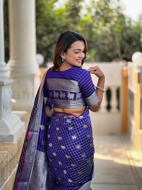 Vasthrlay Elephant Unstitched Saree