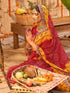 Vasthrlay Georgette Embroidery Unstitched Red Saree