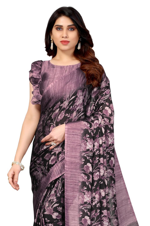 Vasthrlay Fashion Chiffon Printed Navy Ethnic Wear