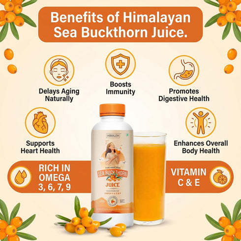Himaleh Sea Buckthorn Juice 300ml Cold Pressed Makes 50 Glasses