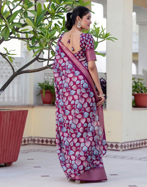 Vasthrlay Womens Printed Unstitched Beige Saree