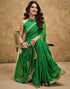 Vasthrlay Georgette Traditional Unstitched Dark Green Saree