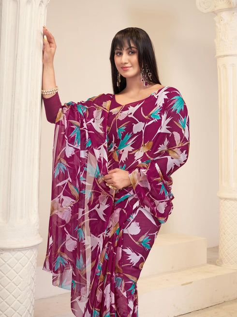 Vasthrlay Chiffon Floral Saree