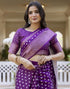 Vasthrlay Womens Striped Unstitched Dusty Pink Saree
