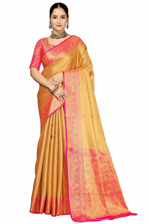 Vsathrlay Gold Kanjivaram Banarasi Festival Ethnic Wear