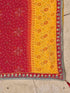 Vasthrlay Georgette Embroidery Red And Yellow Saree With Unstitched Blouse Piece