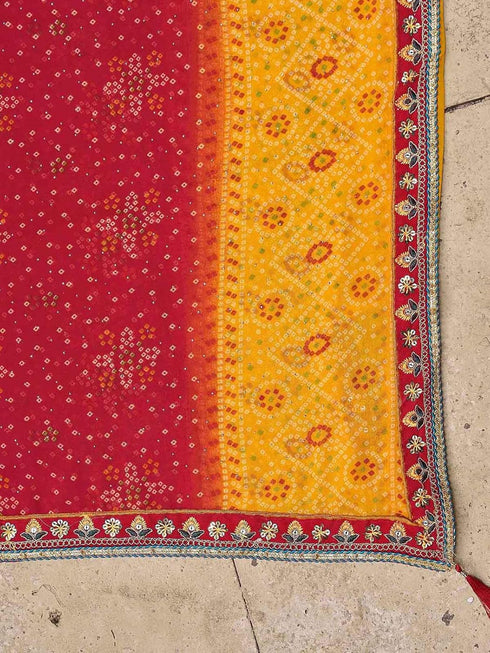 Vasthrlay Georgette Embroidery Unstitched Red Saree