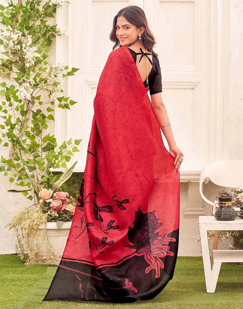 Vasthrlay Womens Abstract Unstitched Off White Saree