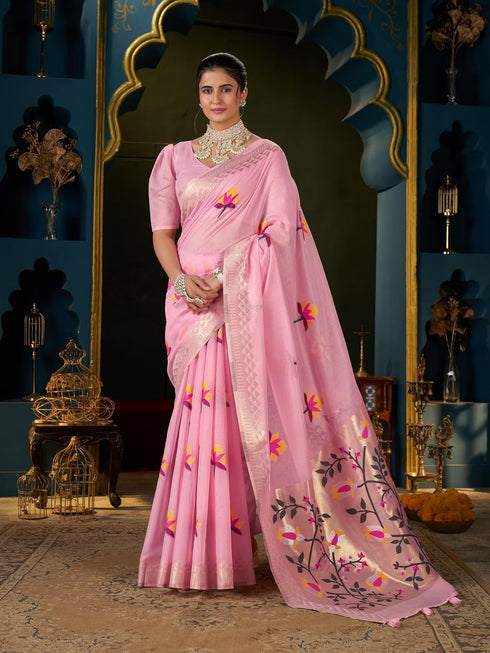 Vasthrlay Women's Lucknowi Chikankari Cotton Saree