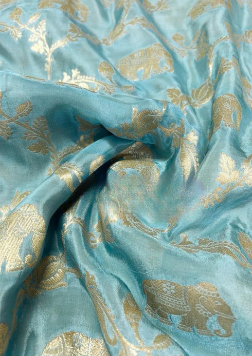 Vasthrlay Banarasi Elephant Unstitched Saree