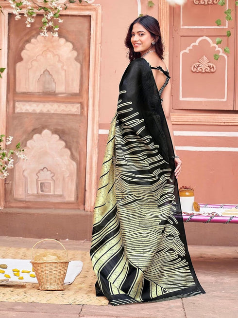 Vasthrlay Womens Printed Unstitched Dusty Pink Saree
