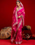 Vasthrlay Bandhani Embroidery Pink Saree With Unstitched Blouse Piece