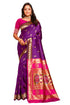 Vasthrlay Kanjivaram Nath Paithani Violet Pink Saree With Blouse Piece