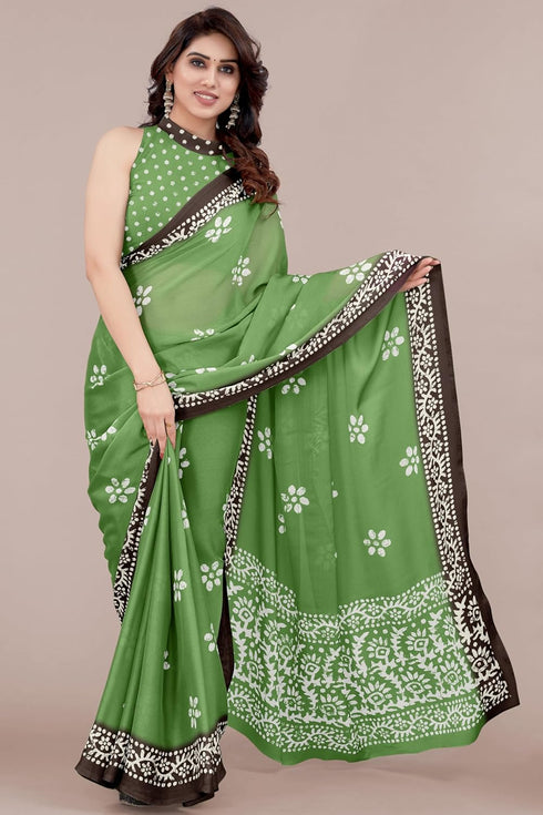 Vasthrlay Fashion Chiffon Printed Parrot Ethnic Wear