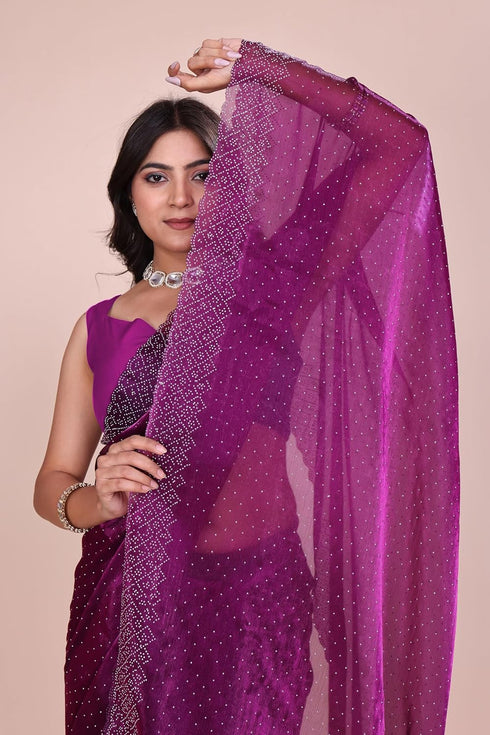 Vasthrlay Chiffon Embellished Ethnic Wear