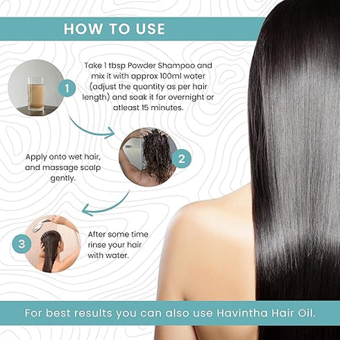 Havintha - Bhringraj Brahmi and Flax Seed Powder Jar - Herbal Shampoo