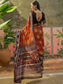 Vasthrlay Georgette Printed Rust Saree With Unstitched Blouse Piece